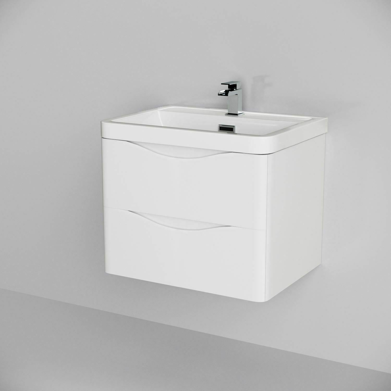 Merton 600mm Wall Hung Vanity Basin Unit White