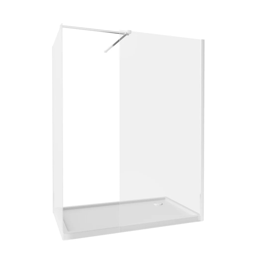 Chrome 900 x 800mm Wet Room Screen 8mm Tempered Glass with Tray