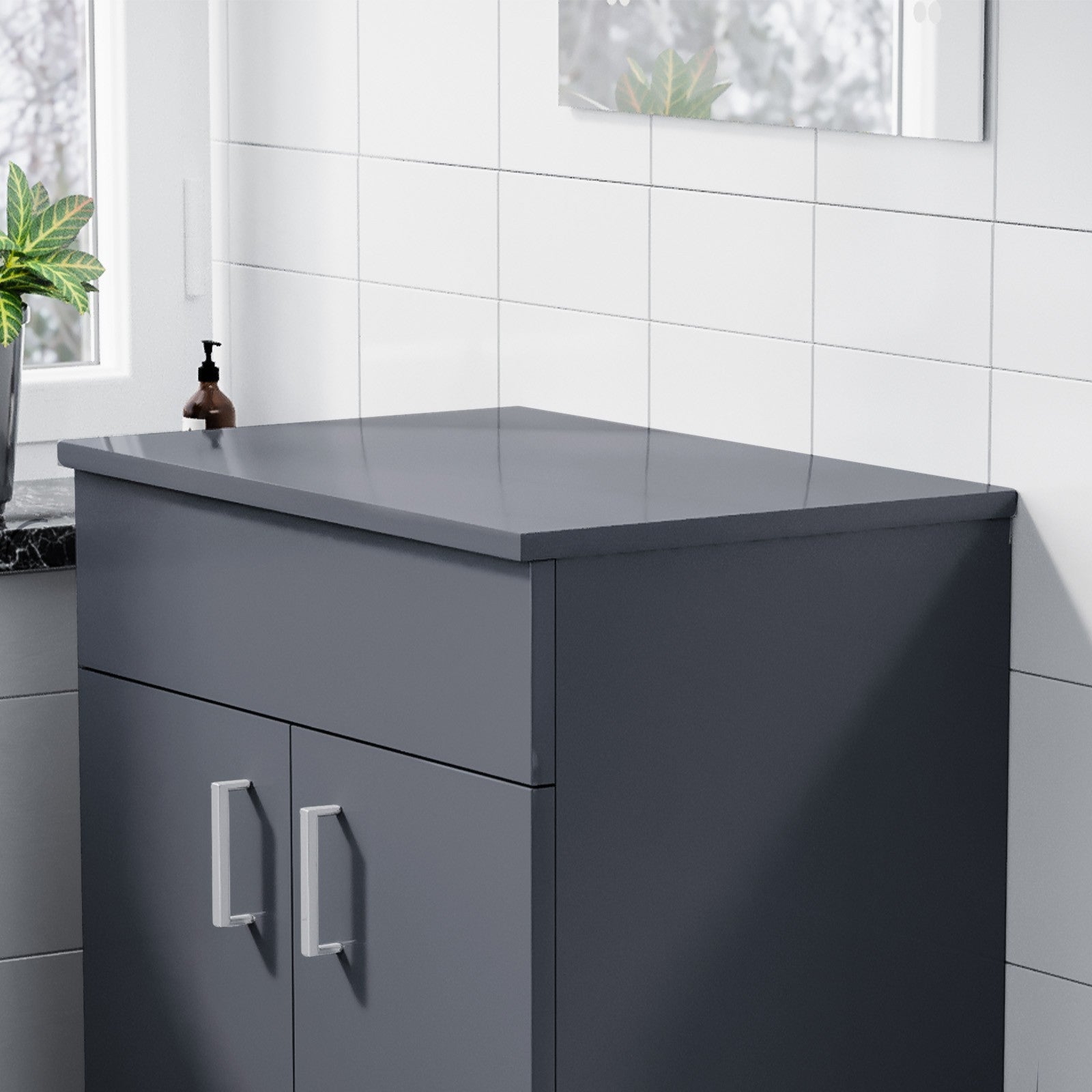 600mm Gloss Grey MDF Bathroom Worktop For Vanity Cabinet