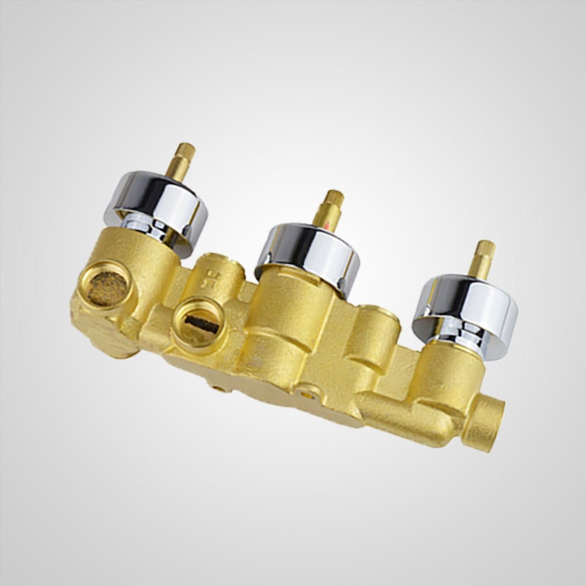 Lilly 3 Dial 3 Way Square Concealed Thermostatic Mixer Valve, Square Handset, Bath Filler & Shower Head Chrome