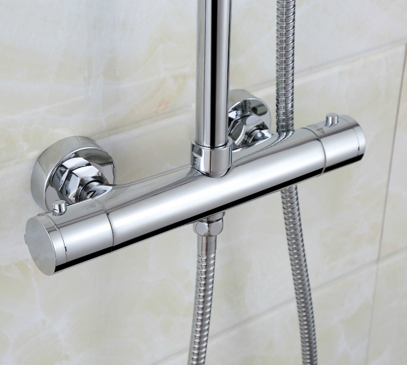 Helen Premier 8" Ultra Thin Round Thermostatic Dual Control Riser Shower Mixer