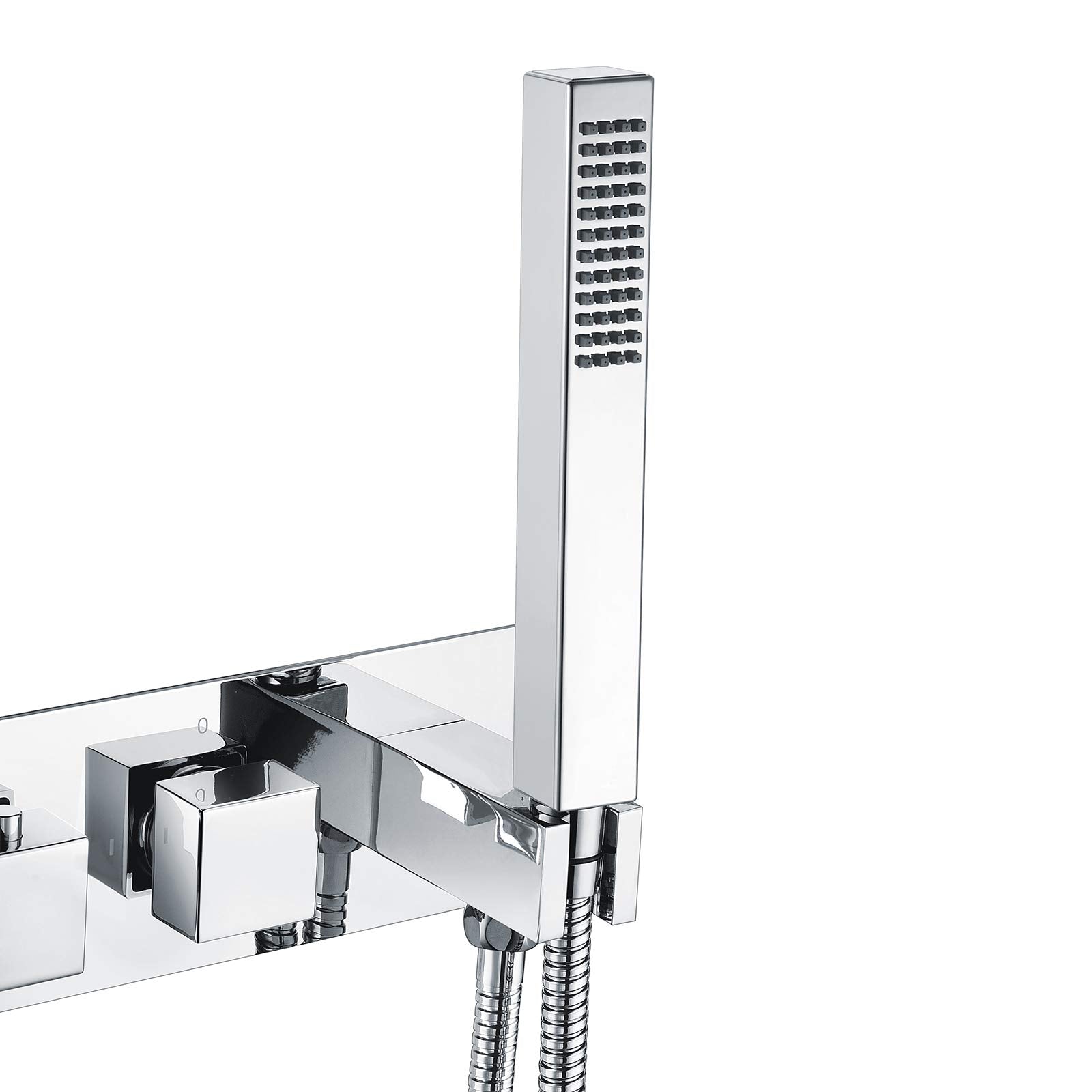 Bathroom 2 Dial 2 Way Square Concealed Thermostatic Valve with Shower Handset