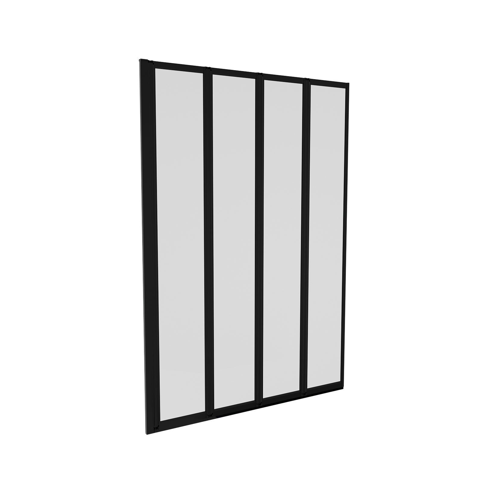 1100mm 4 Fold Folding Bath Shower Screen Matt Black Frame