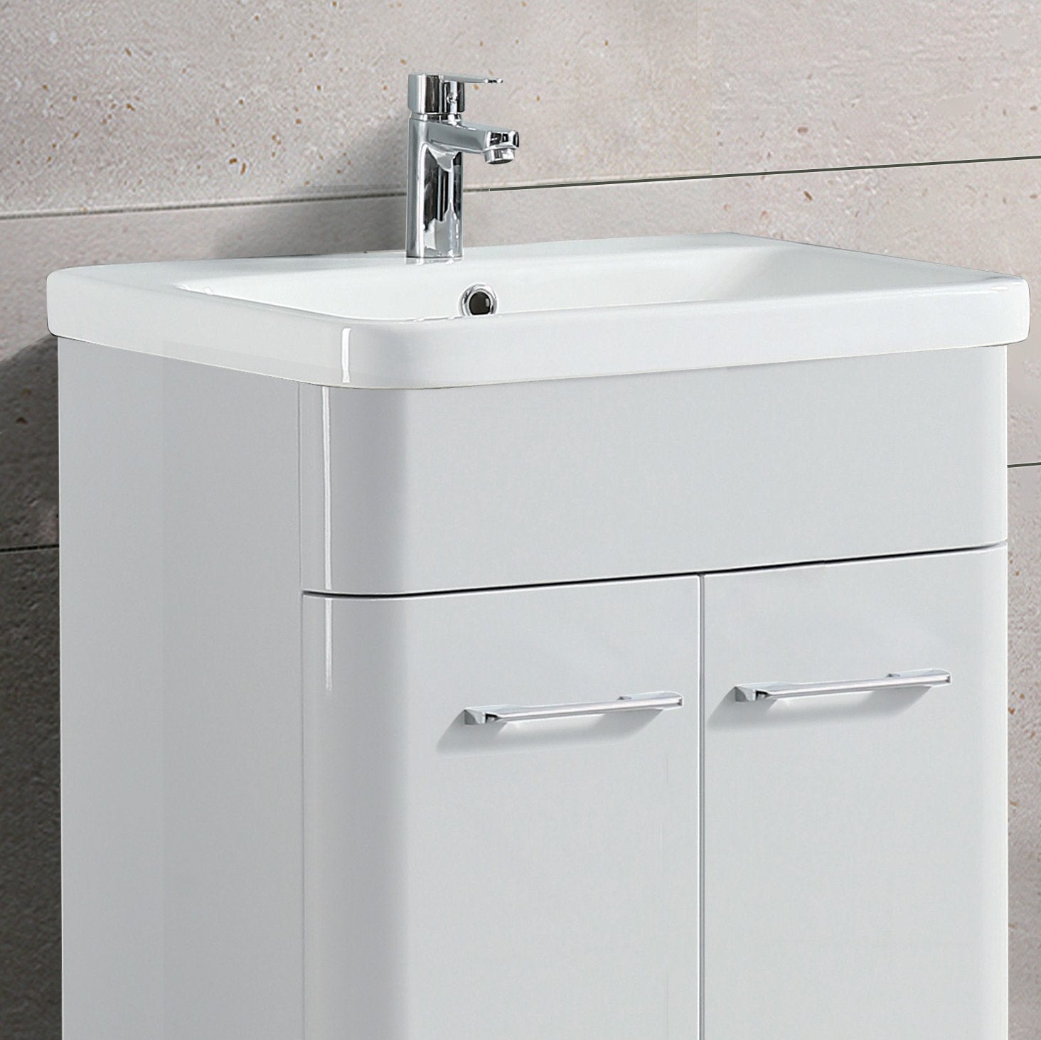 Afern Modern White 600mm Freestanding Vanity Sink Unit Ceramic Basin