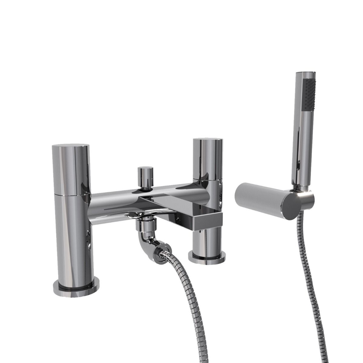 Arte Noza Deck Mounted Bath Shower Mixer With Handset And Holder Chrome