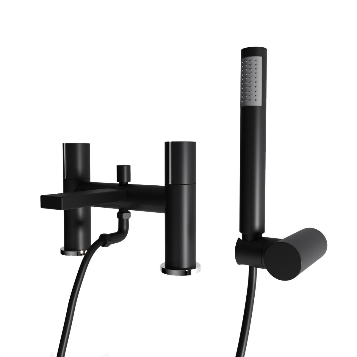 Arte Deck Mounted Handleless Bath Shower Mixer Matt Black With Handset And Adjustable Holder
