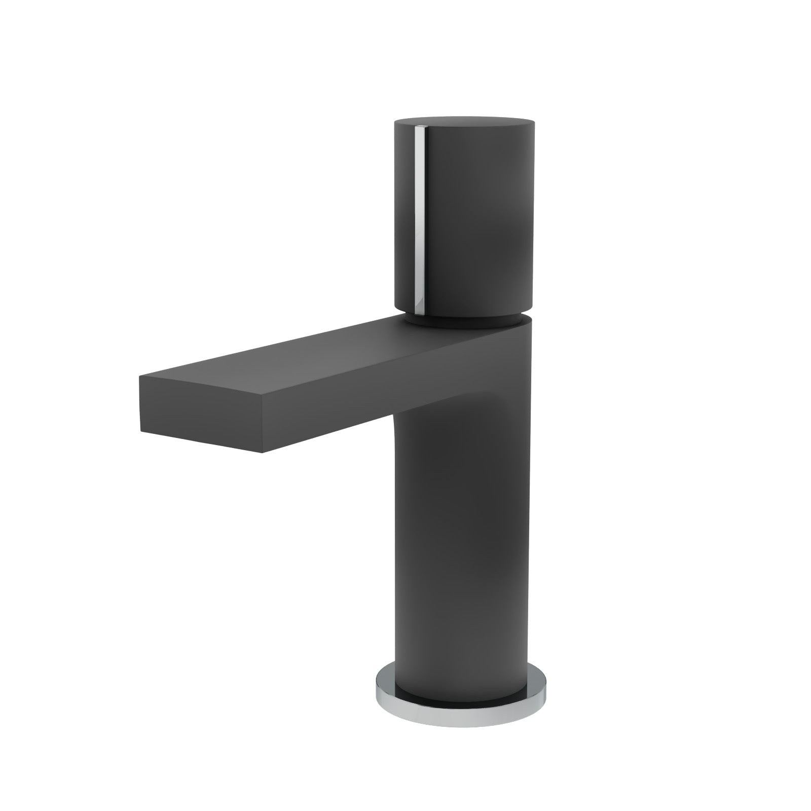 Arte Matt Black Handleless Futuristic Basin Mixer Tap Deck Mounted Brass Core