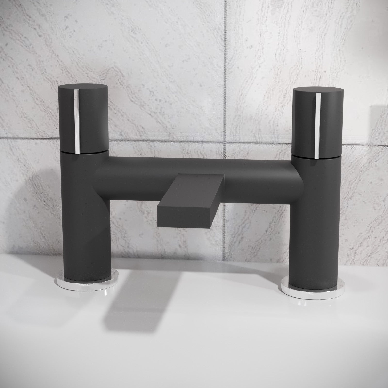Arte Handleless Futuristic Matt Black Bath Filler Tap Deck Mounted Brass