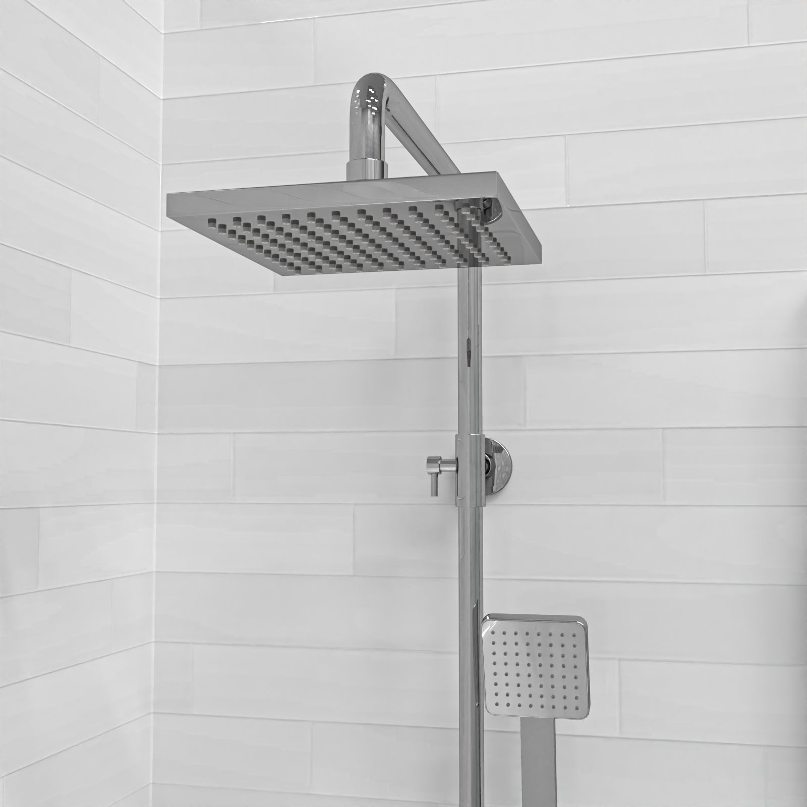 Winstead Modern Exposed Square Shower Single Mode Handset And Riser Rail Kit