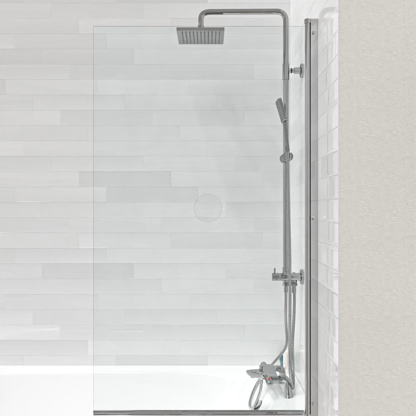 Square Chrome Exposed Shower Mixer Thermostatic Riser Rail & Handset