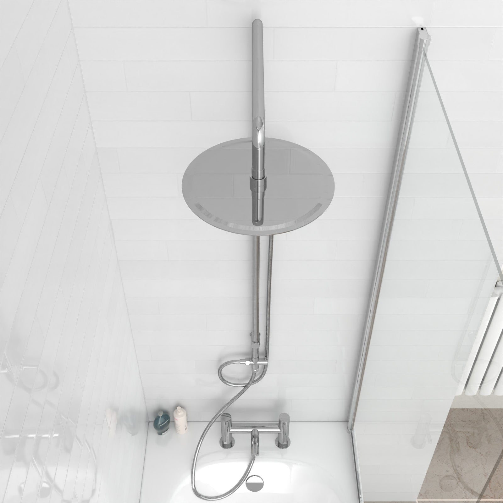 Kinver Modern Exposed Round Shower Mixer Handset & Riser Rail Kit Chrome