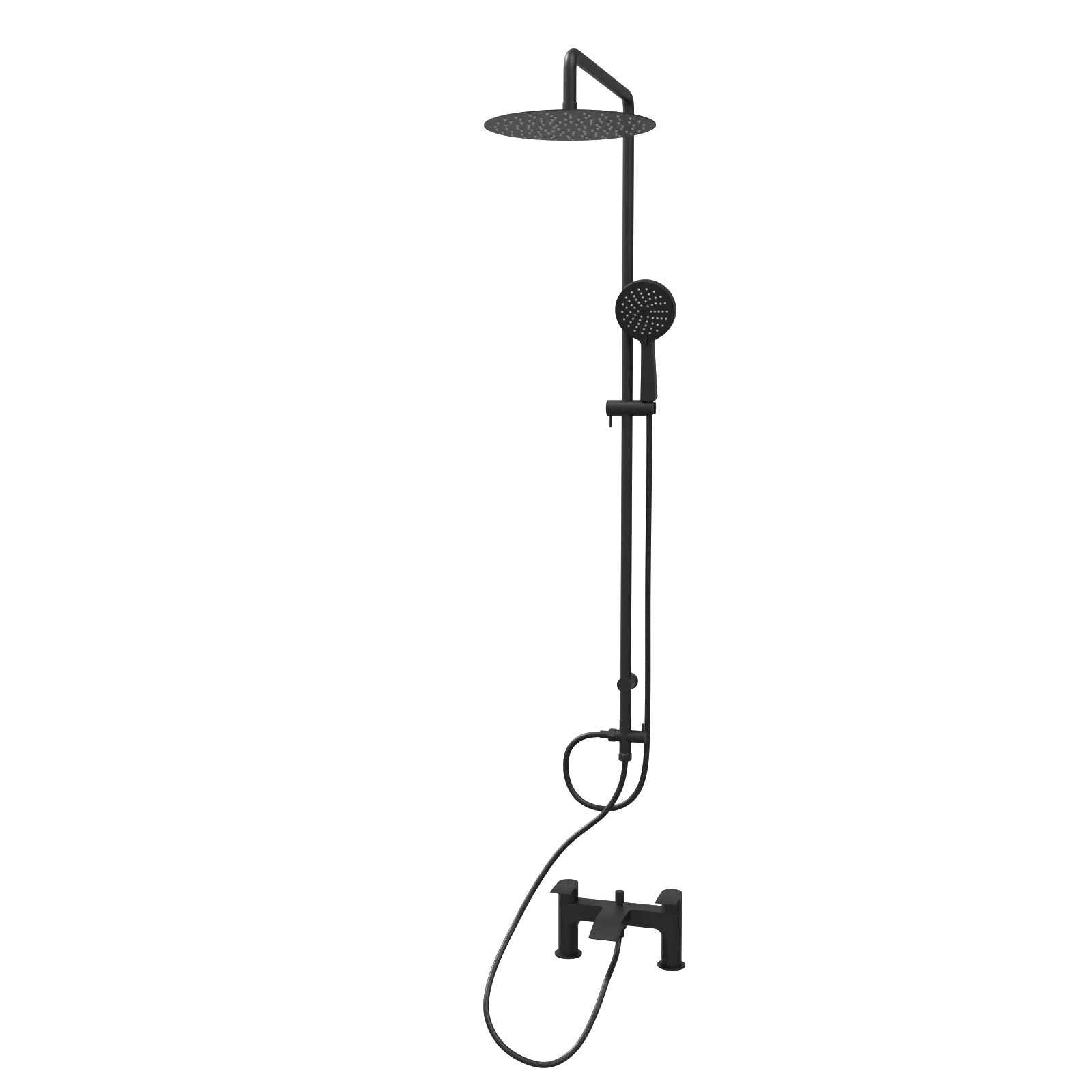 Stamford Round Shower Riser Rail Kit With Mixer Tap & Handset Matte Black