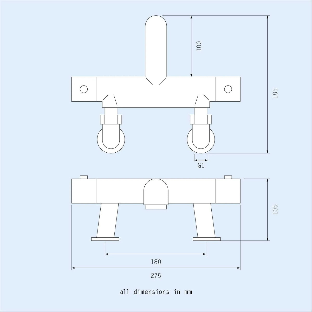 Round Overhead & Hand Shower Thermostatic Mixer & Filler Valve - Chrome