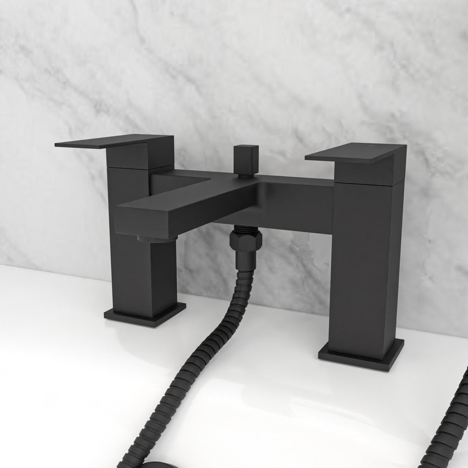 Lima Modern Deck Mounted Matte Black Bath Shower Mixer & Shower Handset