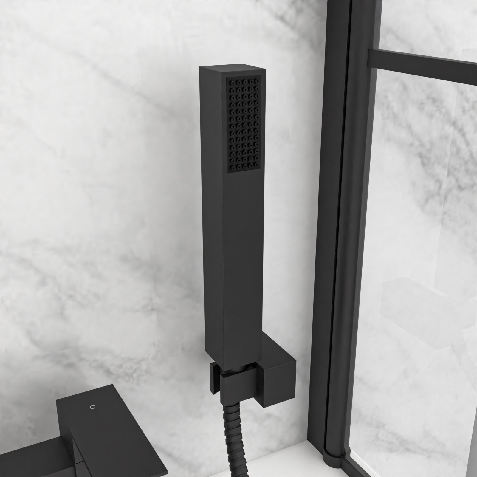 Lima Modern Deck Mounted Matte Black Bath Shower Mixer & Shower Handset