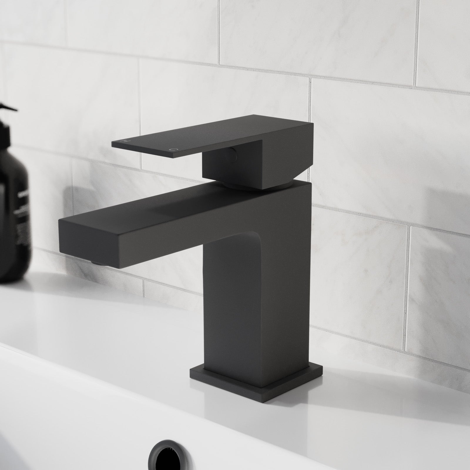 Cube Square Single Lever Bathroom Matte Black Basin Mono Mixer Tap