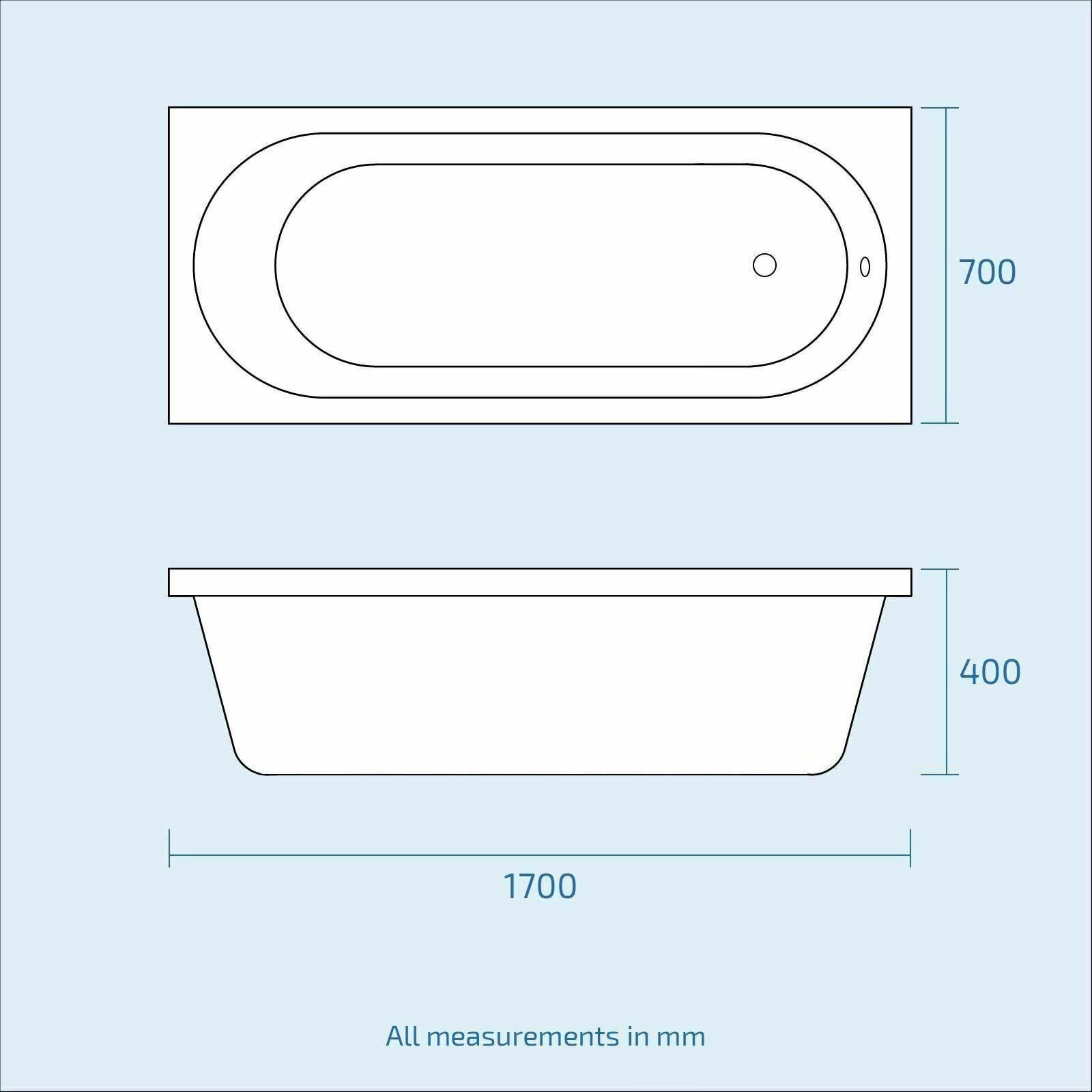 White 1700mm Bath Close Coupled Toilet Slider Rail Shower Basin Tap & Waste