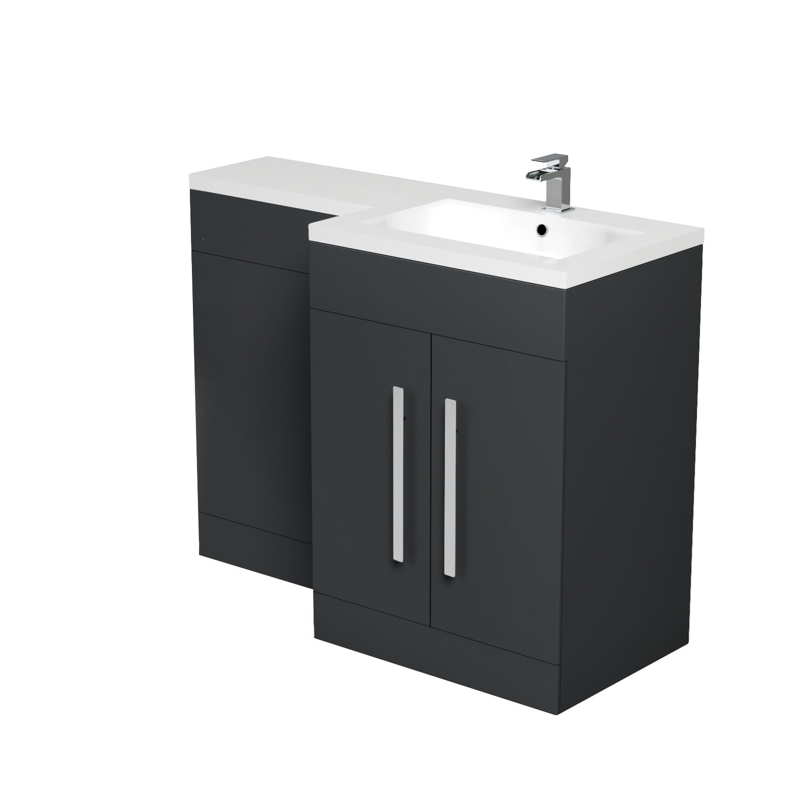 Aric 1100mm RH Freestanding MDF Basin Cabinet Flat Pack - Dark Grey