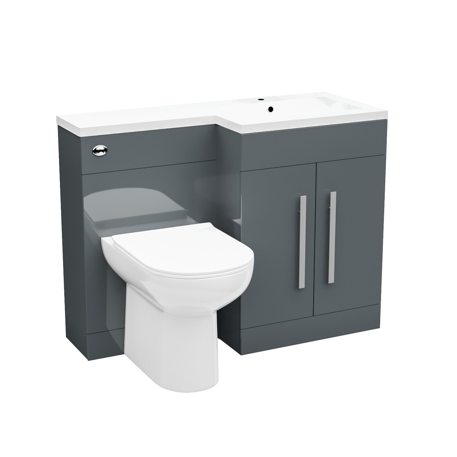 Aric 1100mm RH Freestanding Grey Vanity with BTW Toilet, WC & Basin