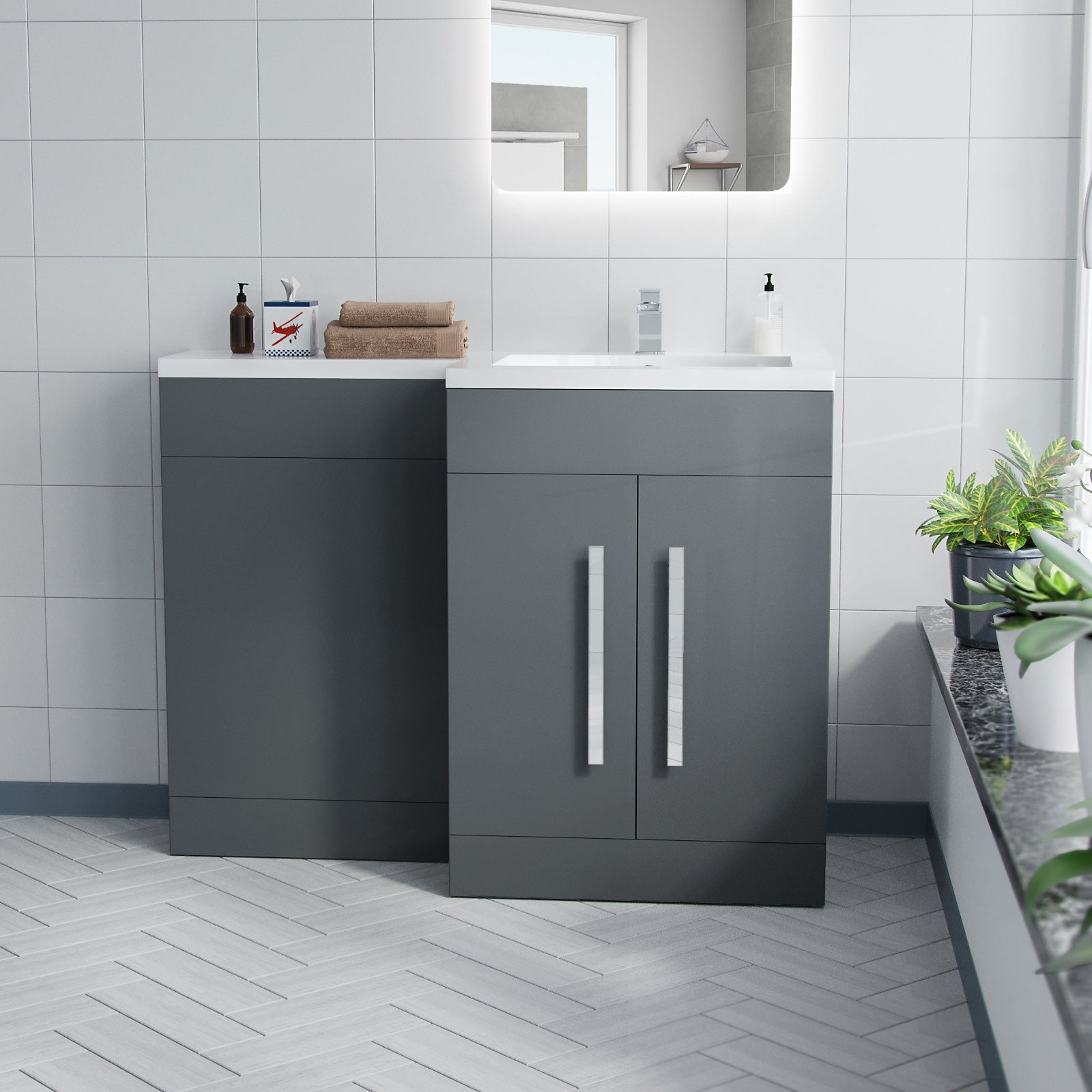 Alaska 900mm Grey Basin Combination Vanity Unit