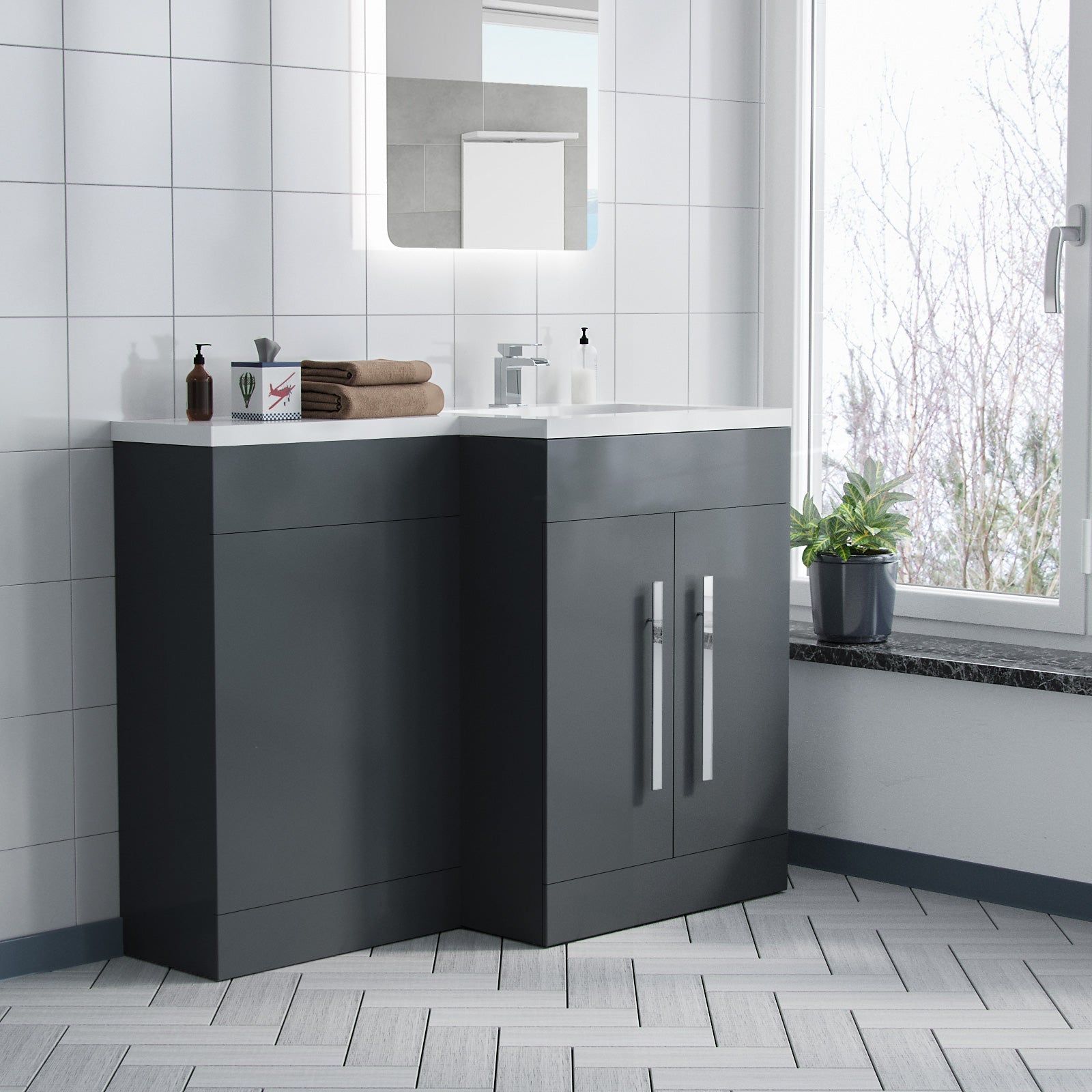 Aric 1100mm Grey Bathroom Basin Combination Vanity Unit