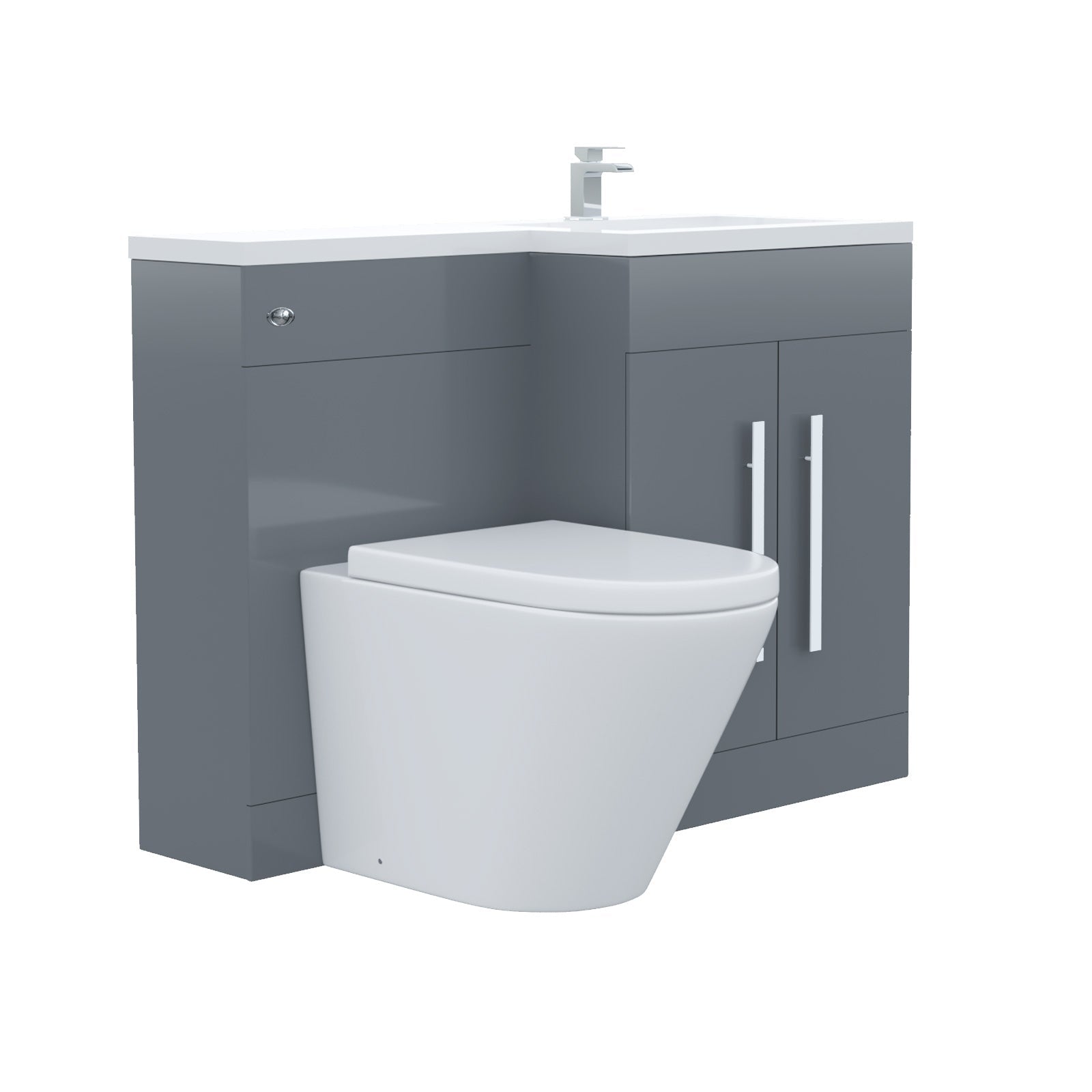 Aric 1100mm Vanity Basin Unit, WC Unit & Ellis PP Back To Wall Toilet Grey