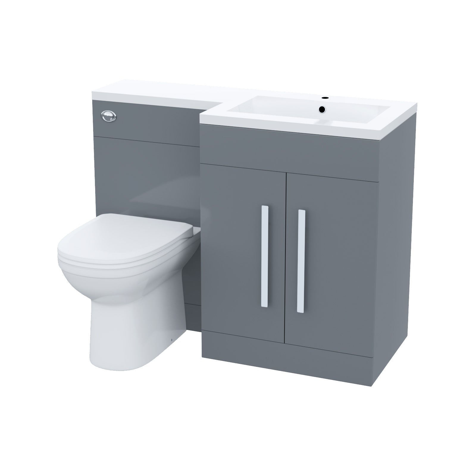 Aric 1100mm Vanity Basin Unit, WC Unit & Elso Back To Wall Toilet Grey
