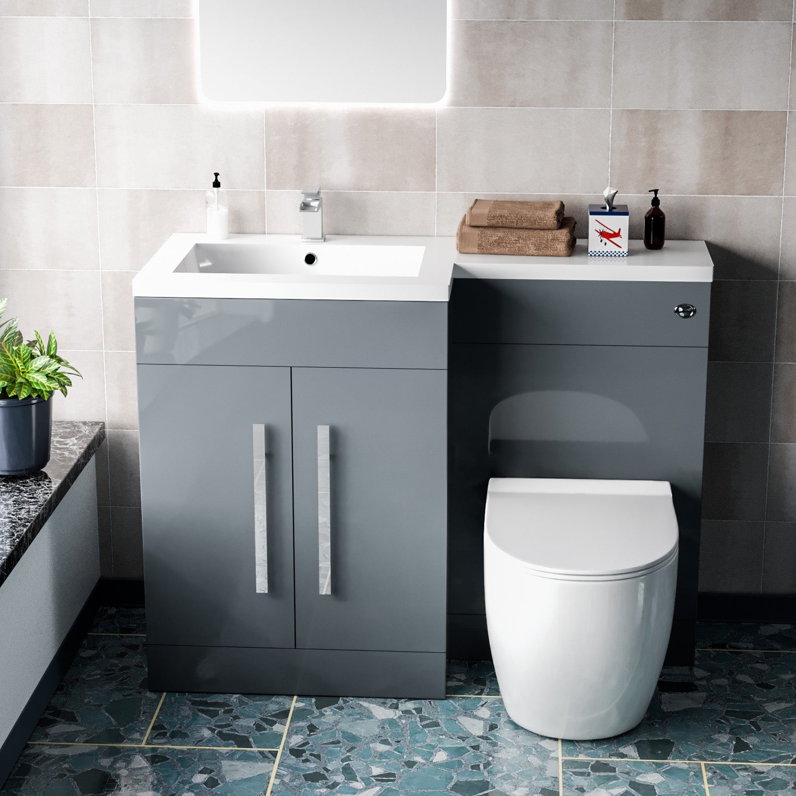 Aric Rimless Back to Wall Round Toilet Pan with Soft Close Seat