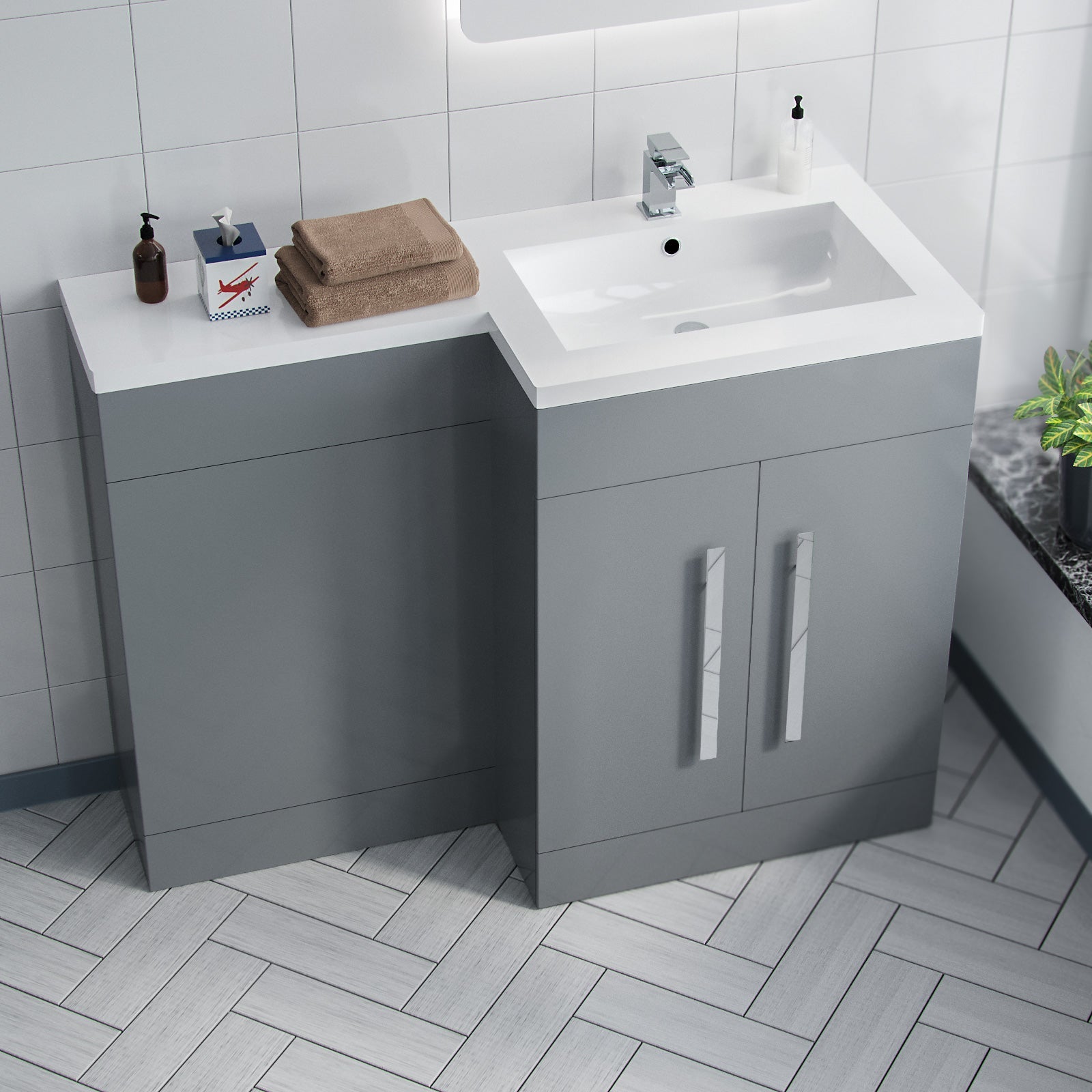 Aric 1100mm Vanity Basin & WC Unit Grey