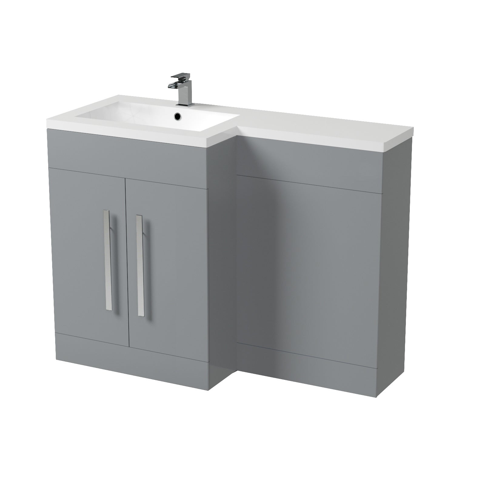 Aric 1100mm Grey LH Freestanding Vanity WC Unit with Basin Flat Pack