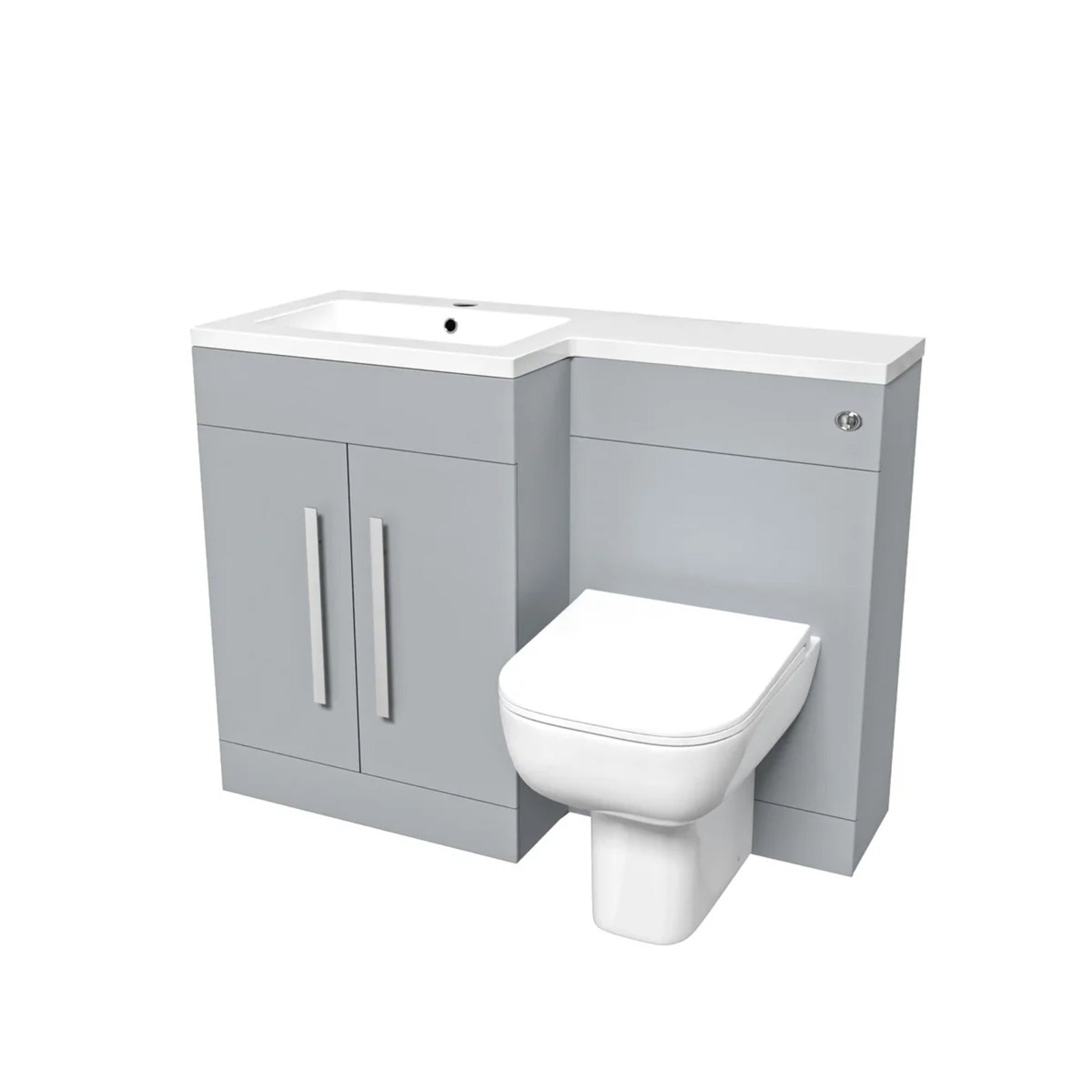 Aric 1100mm Matte Grey LH Vanity Cabinet Basin Sink & Rimless BTW WC Toilet
