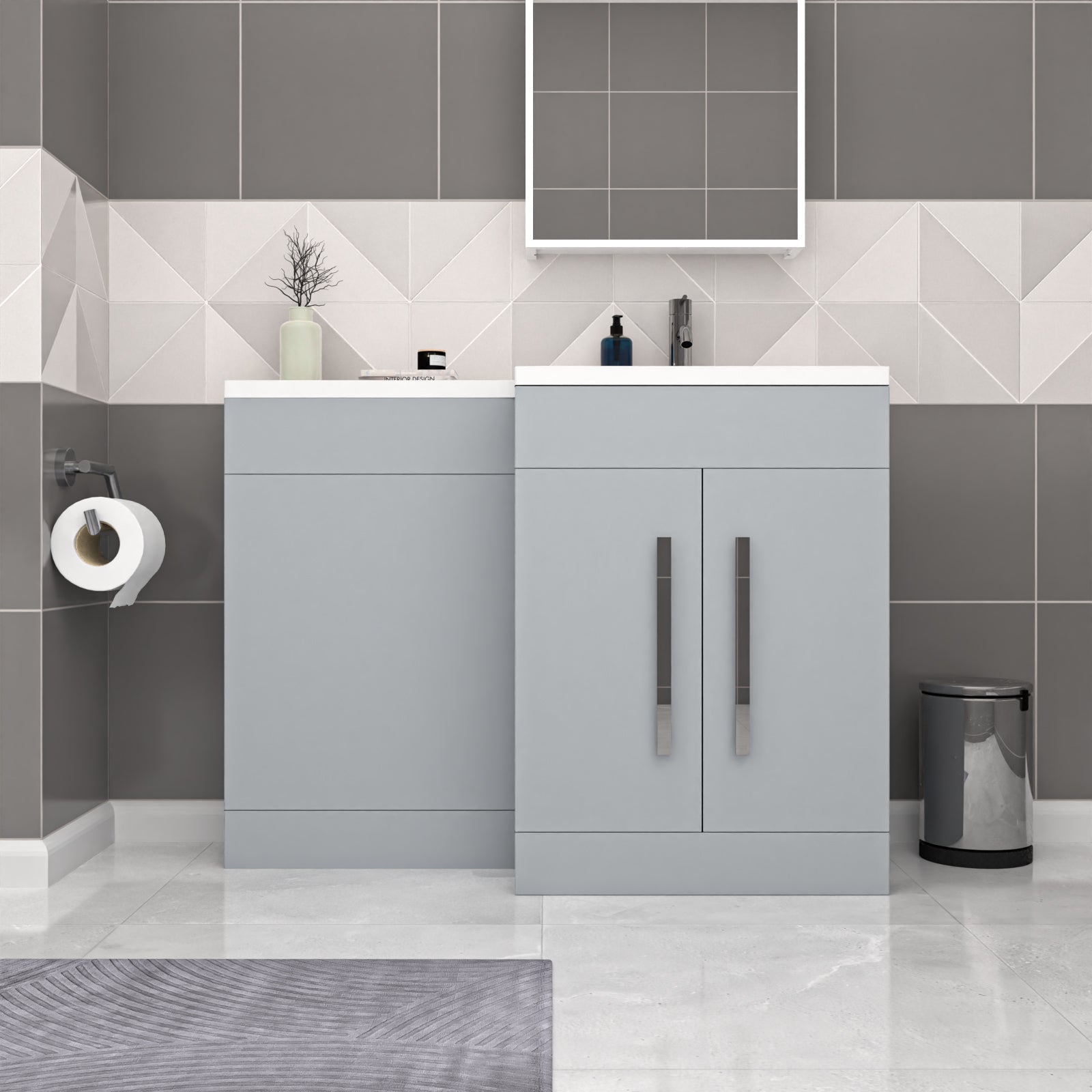 Aric Matte Grey 1100mm RH Freestanding Vanity WC Unit with Basin Flat Pack