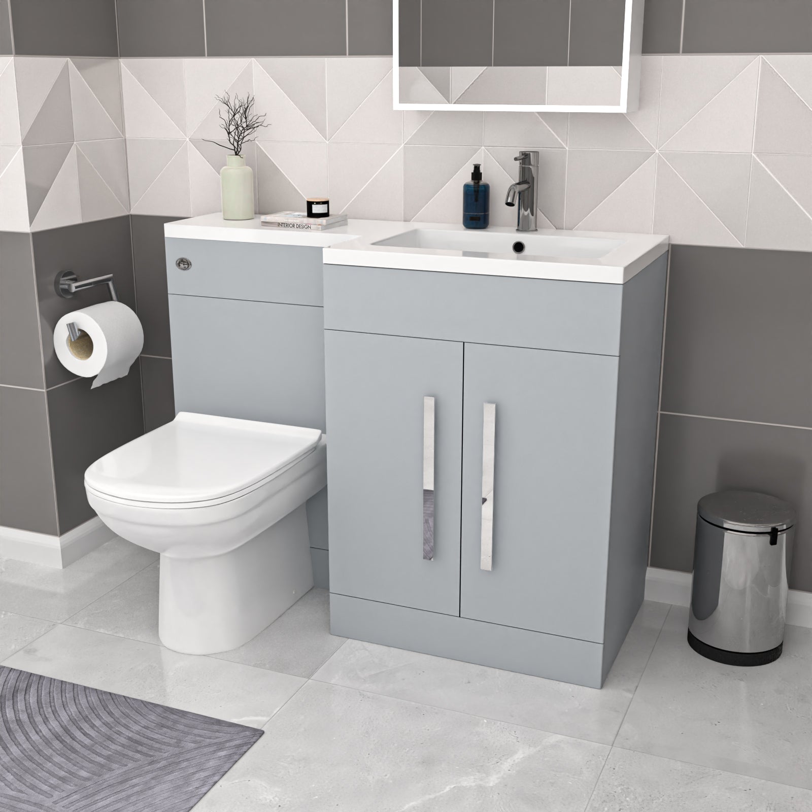 Aric Matte Grey 1100mm RH Vanity WC Unit & Modern BTW Toilet