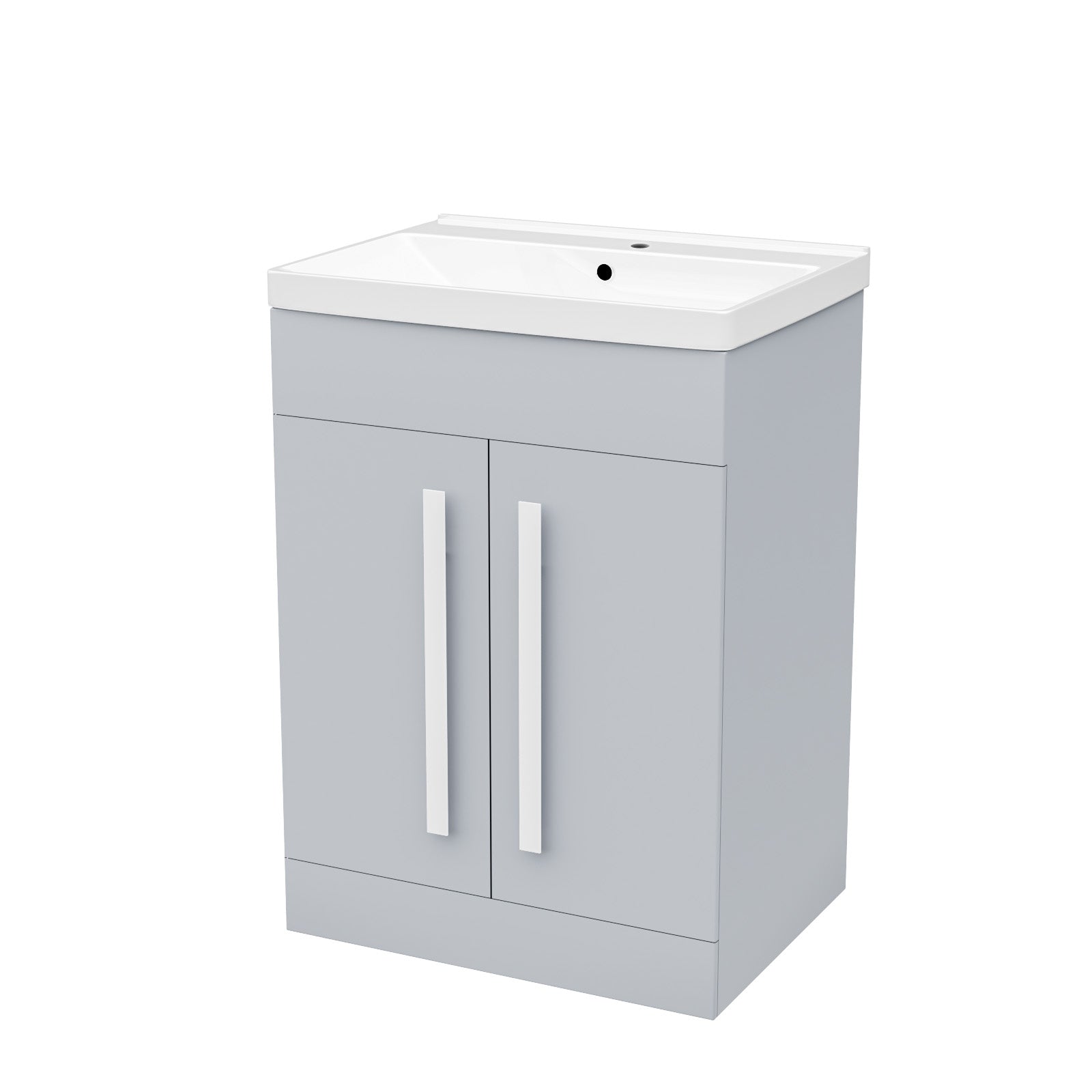 Aric Matte Grey 600mm Bathroom Basin Sink Cabinet & Ceramic Basin Flat Pack