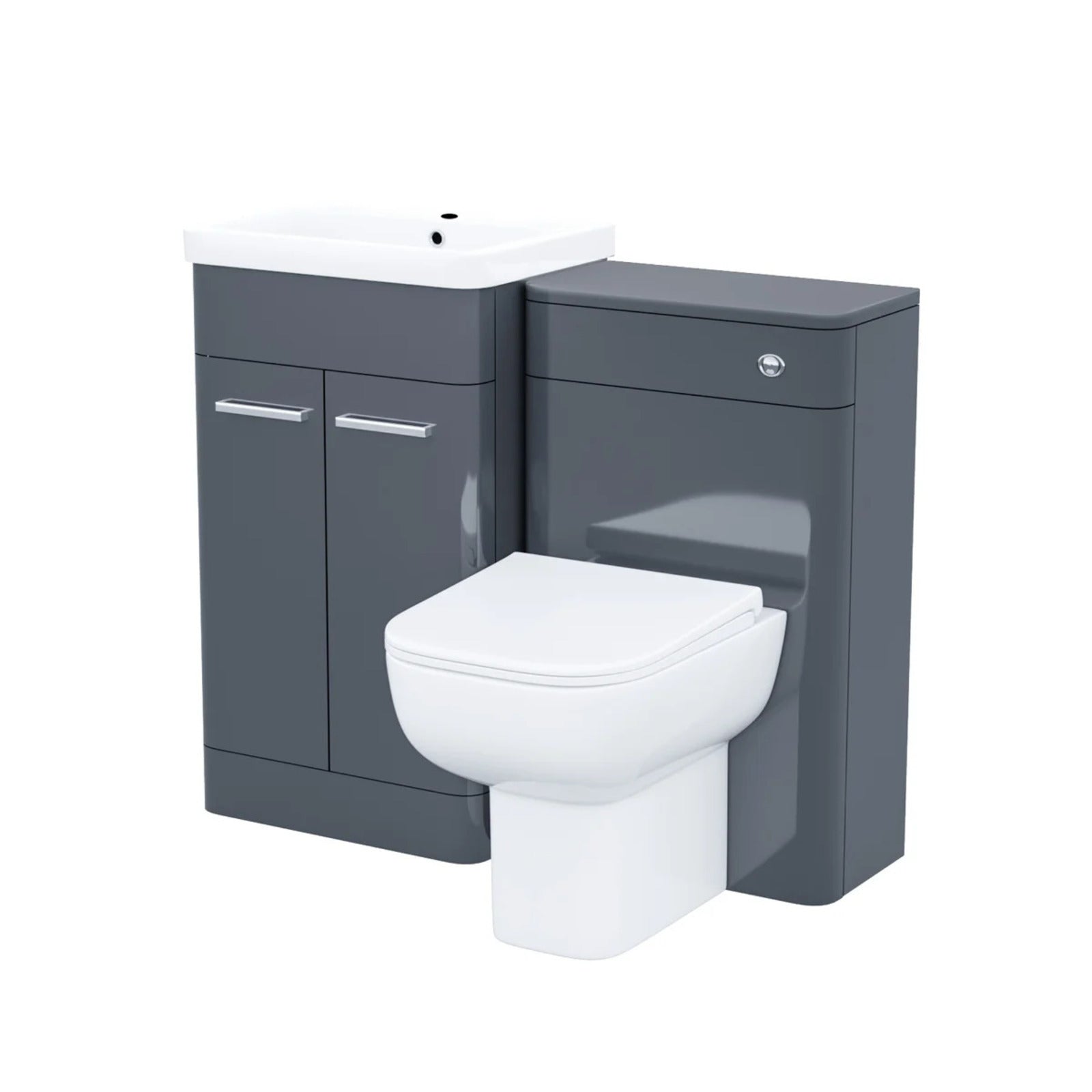 Afern Anthracite 500mm Basin Vanity WC Unit & Rimless Back to Wall Toilet