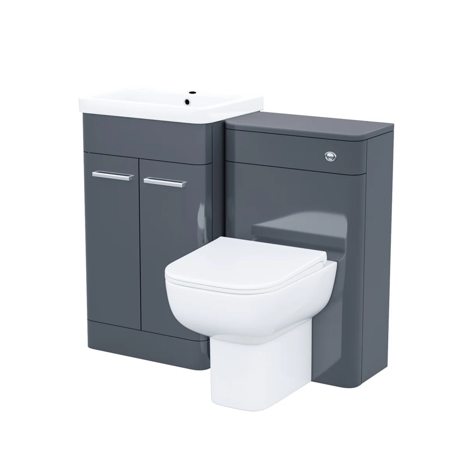 Afern 500mm Dark Grey Basin Vanity WC Unit & Rimless Back to Wall Toilet
