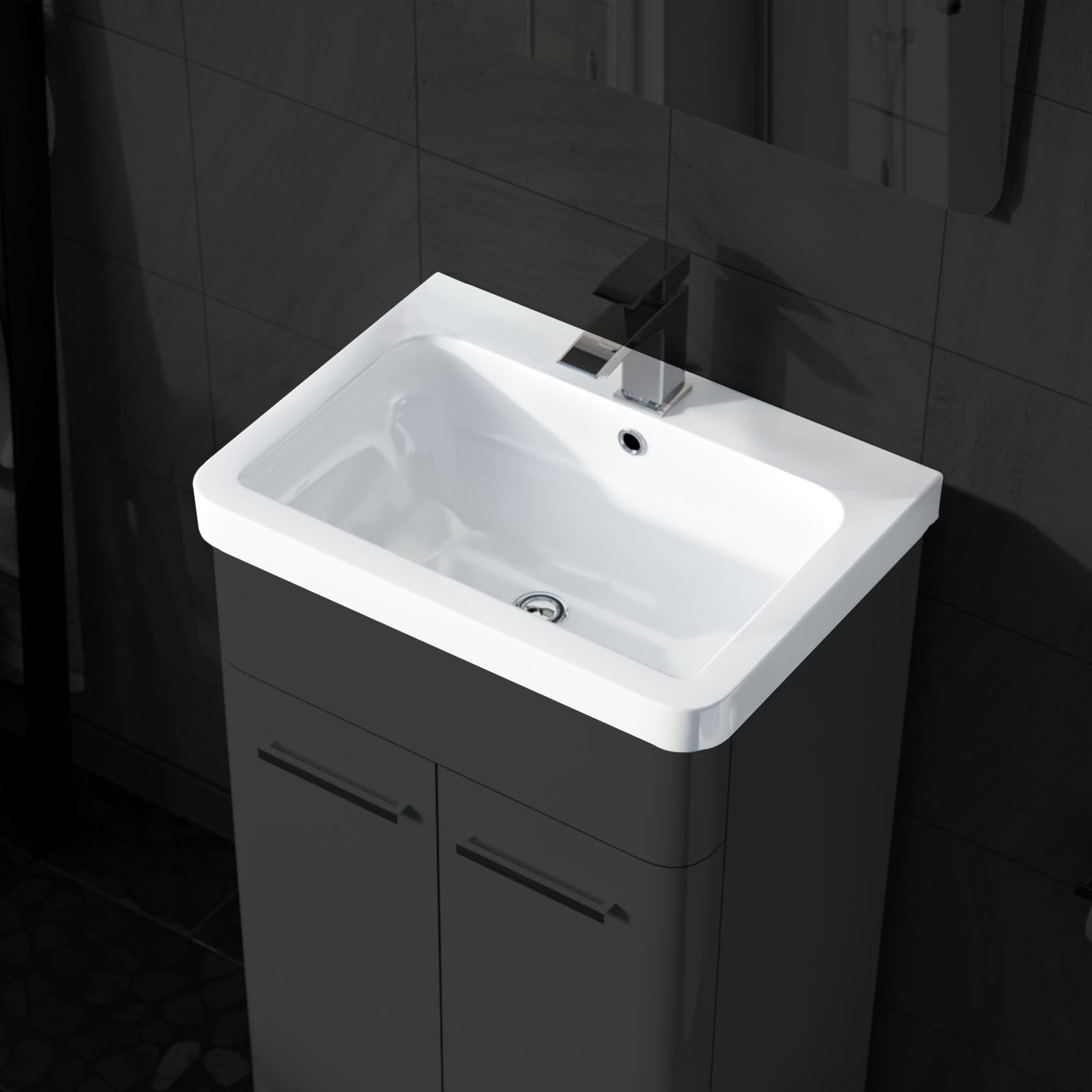 Afern 500mm Replacement White Ceramic Mid-Edge Basin comes with Single Tap Hole and Overflow