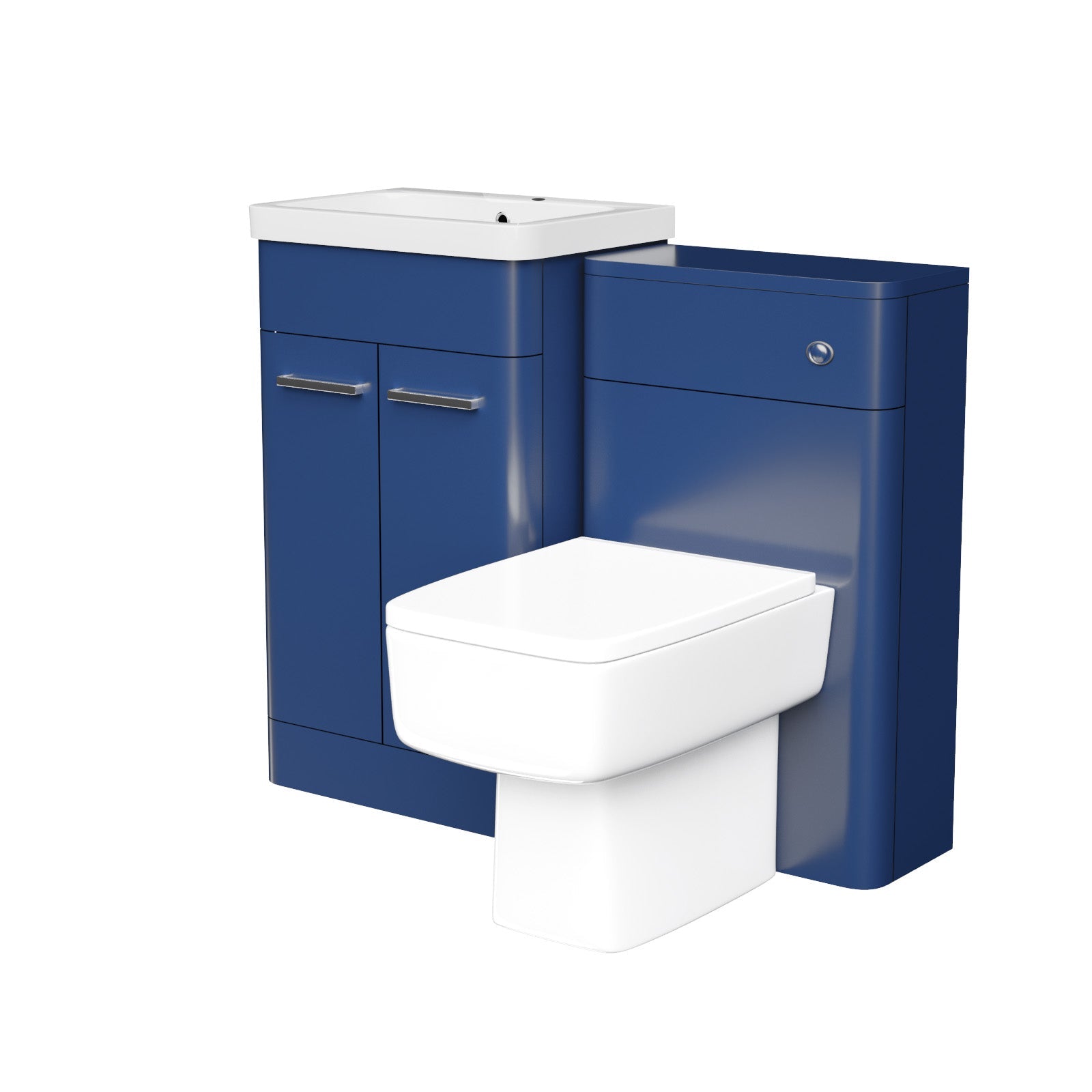 Afern 500mm Freestanding Vanity Unit with Basin, Back to Wall toilet, WC unit Royal Blue