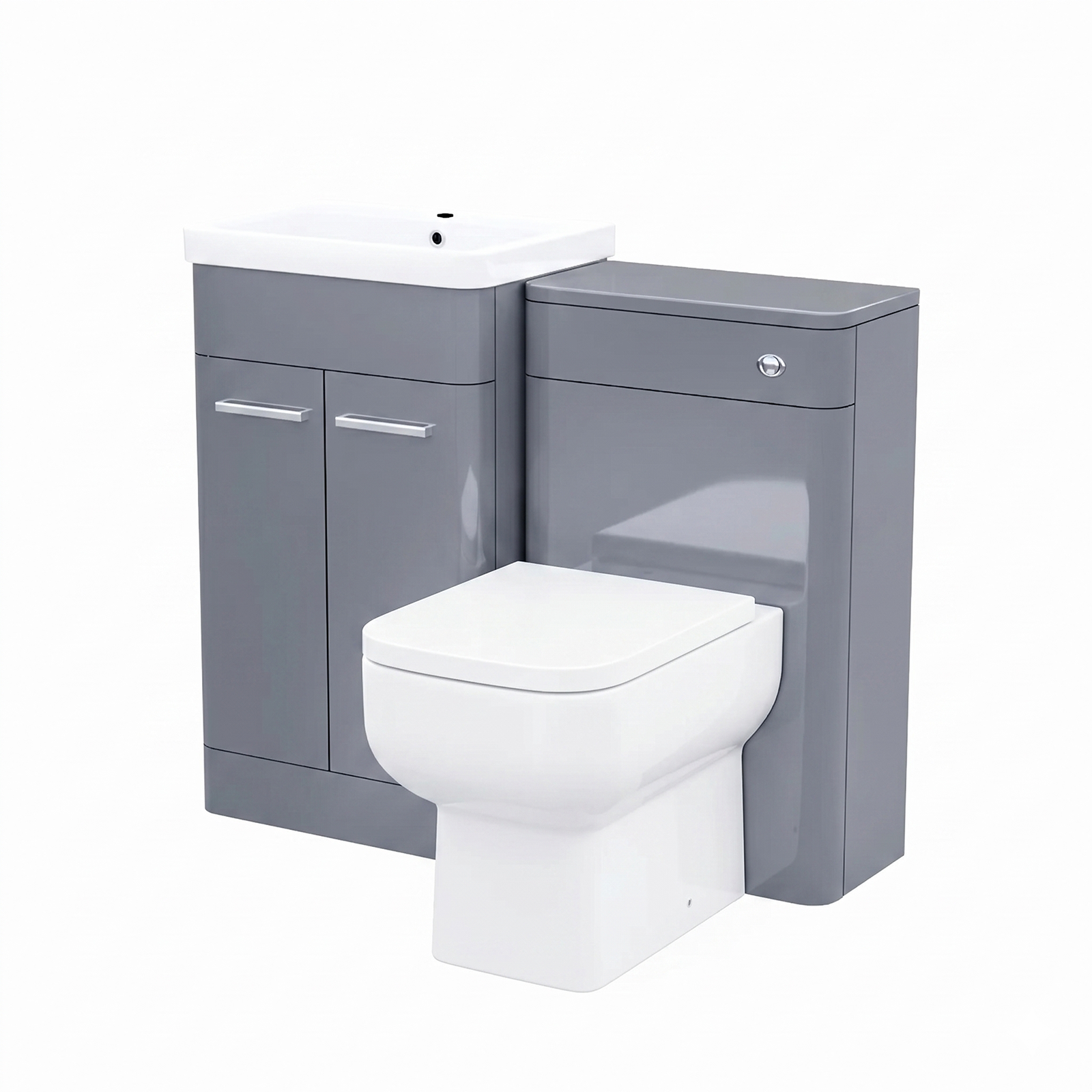 Afern Steel Grey 1000mm Vanity Cabinet and WC Unit with Back To Wall WC Toilet