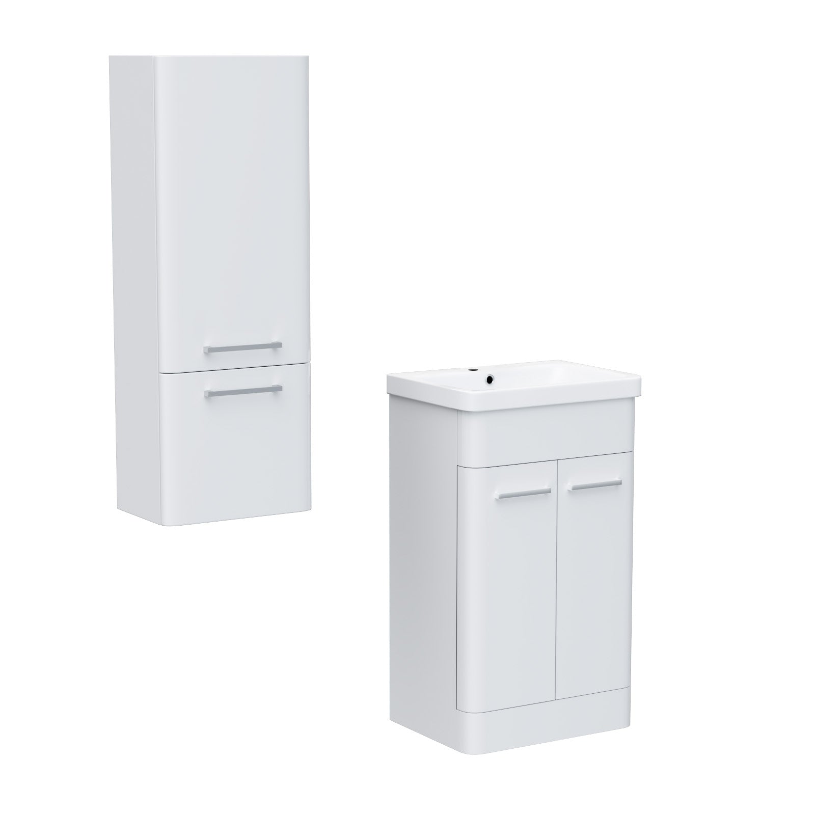 Afern 500mm Freestanding White Basin Vanity & 350mm Wall Hung Tall Cabinet