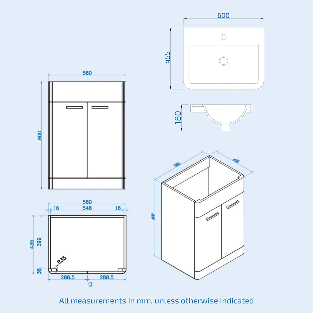 Afern 1100mm Matte Grey Freestanding Vanity WC Unit & Rimless BTW Toilet