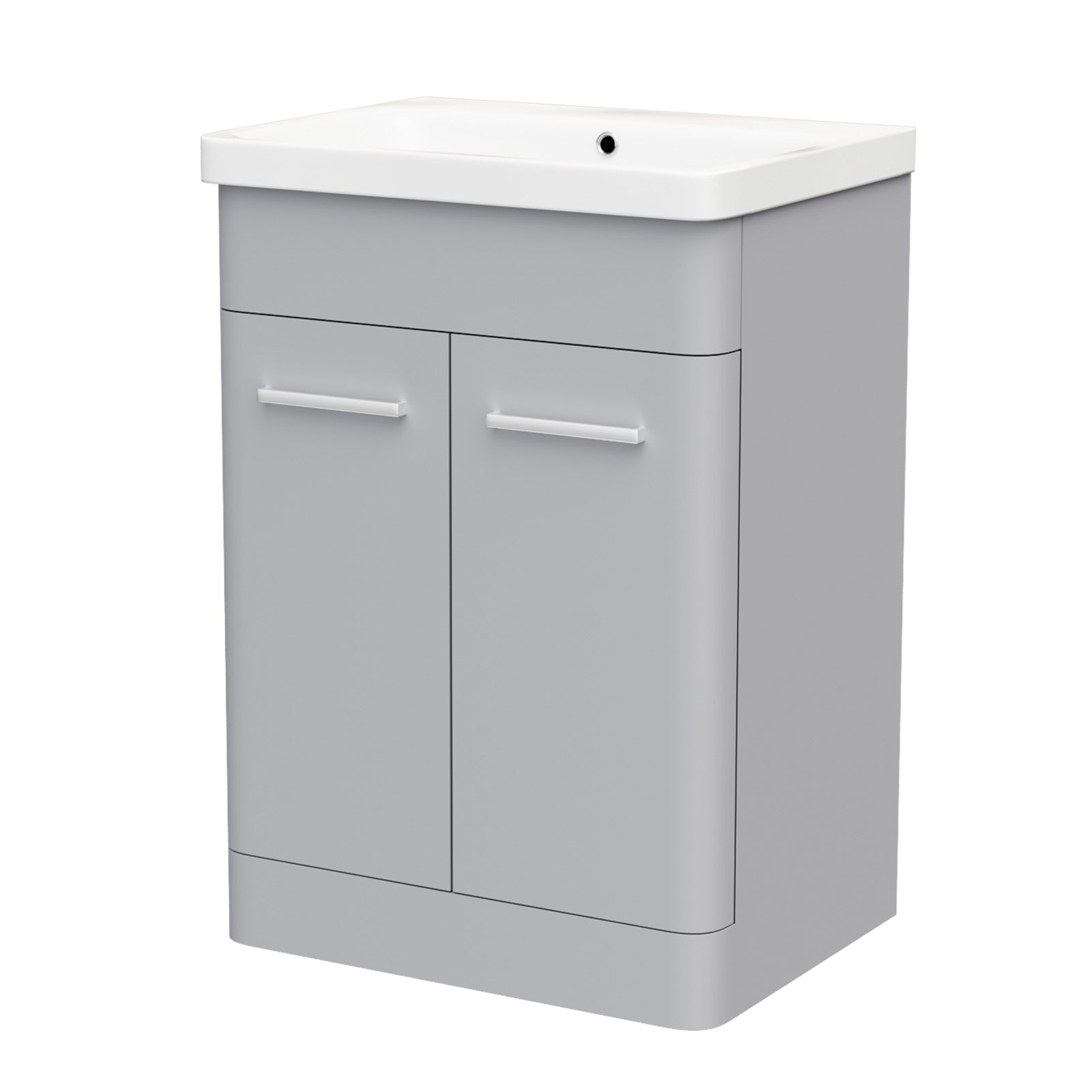 Afern 600mm Freestanding Vanity Unit Cabinet & Wash Basin Matte Grey Flat Pack