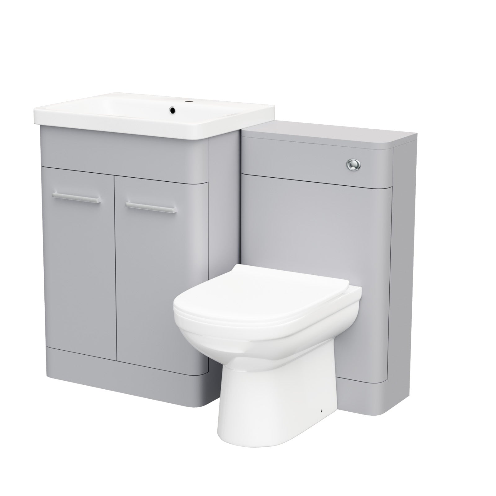 Afern Matte Grey 600mm Freestanding Basin Vanity WC Unit & Toilet Flat Pack