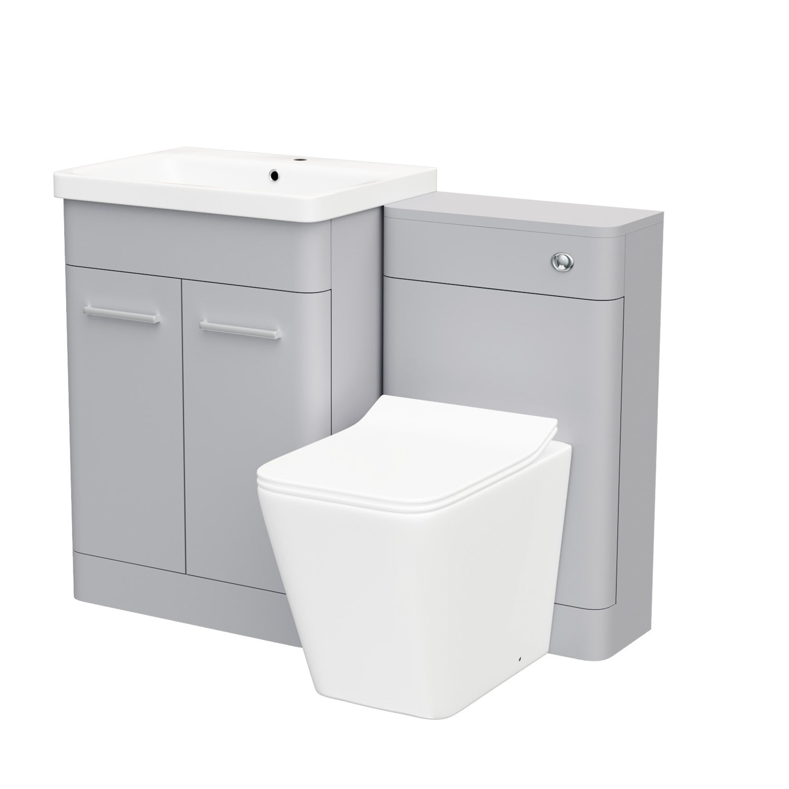 Afern Matte Grey 600mm Freestanding Vanity WC Unit & Square Toilet Flat Pack