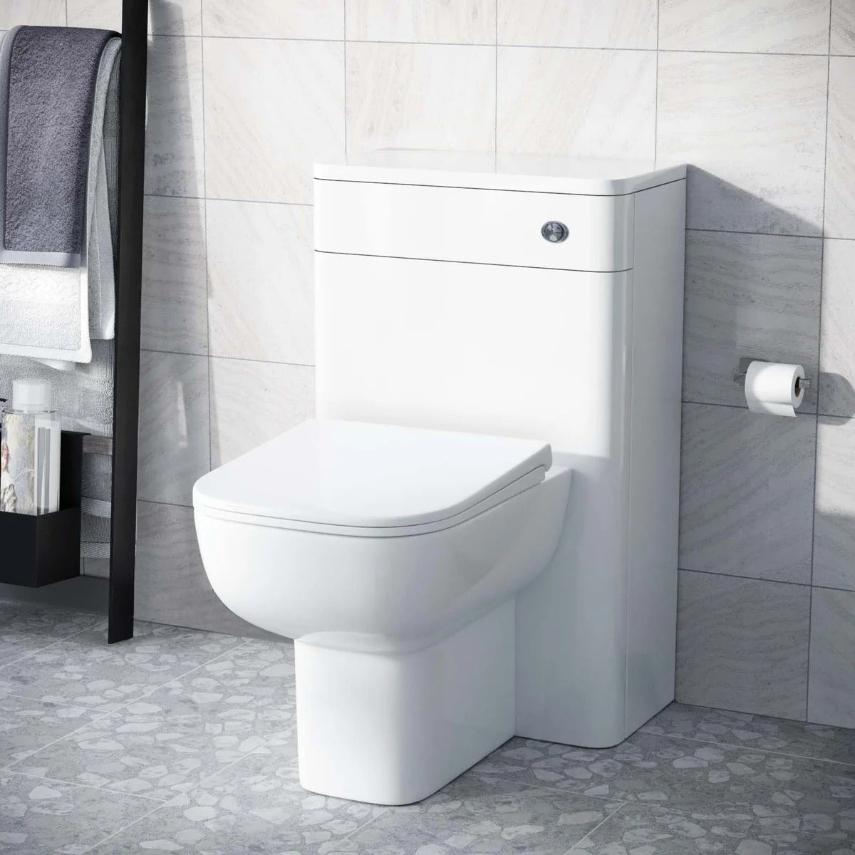 Afern Modern 500mm Rimless Back To Wall WC Toilet Gloss White