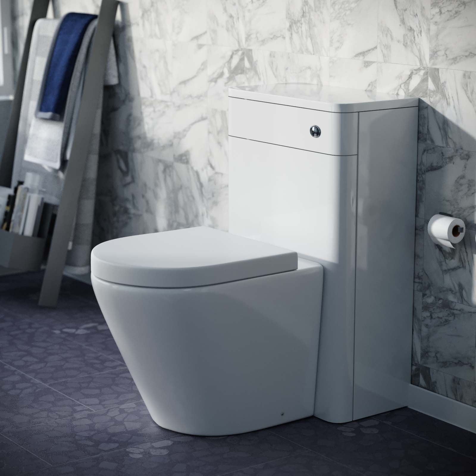 Afern Modern 500mm Back To Wall WC Rimless Toilet Gloss White Space Saving