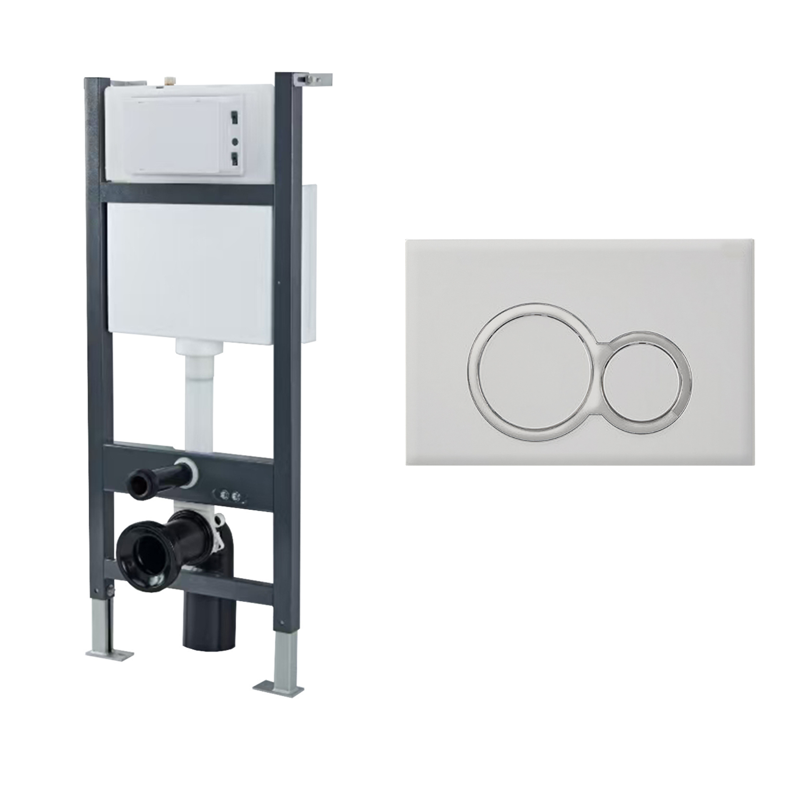 Conceal Cistern with Plate # Flush Plate_Chrome Round Button # Hover