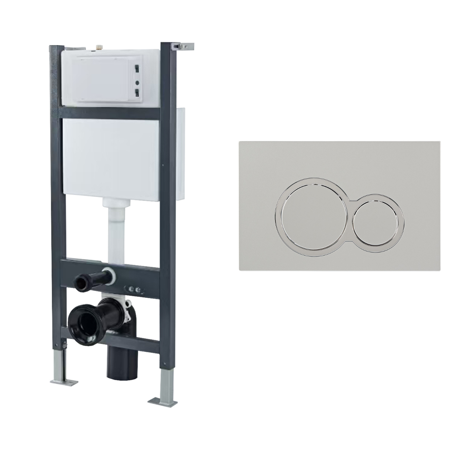 Conceal Cistern with Plate # Flush Plate_Chrome Round Button # Hover