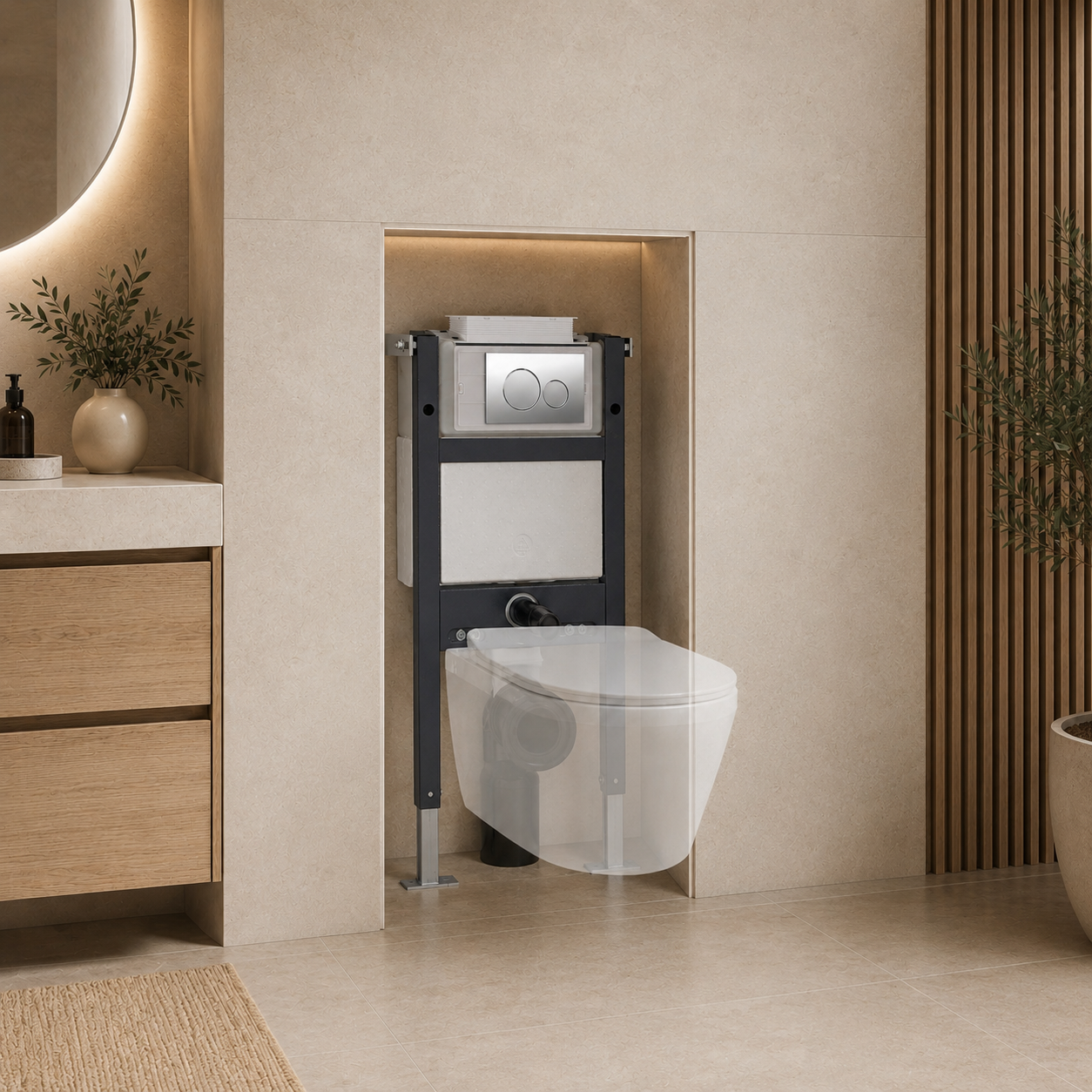 Conceal Cistern with Plate # Flush Plate_Chrome Round Buttons