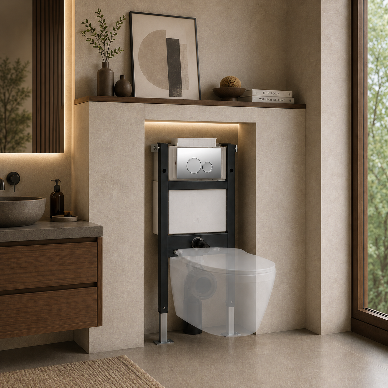 Conceal Cistern with Plate # Flush Plate_Chrome Round Buttons